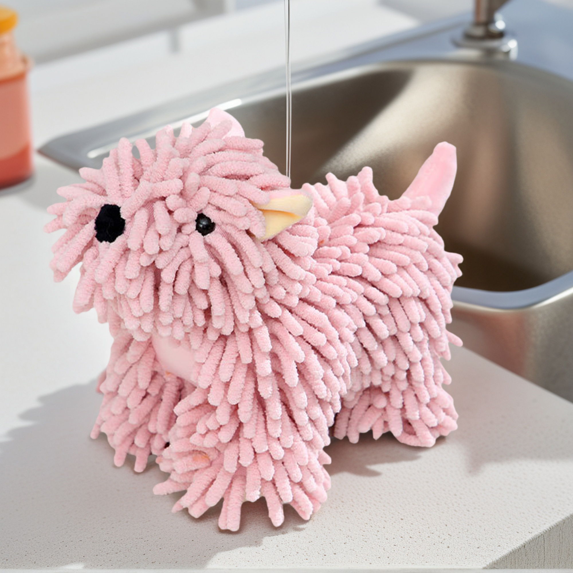 Unique Bargains 2 Pcs Dog Hand Towels 8" x 10" Pink/Brown
