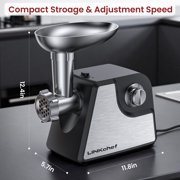 LINKChef Meat Grinder, 2 Adjustable Speed 2400W Max Electric Meat Grinders for Home use, Sausage Stuffer, ETL Approved(Black)
