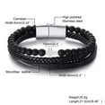 thumbnail image 4 of 3 Layers Black Bead 6mm Bracelets for Men Bangle Male Microfiber Leather Jewelry, 4 of 6
