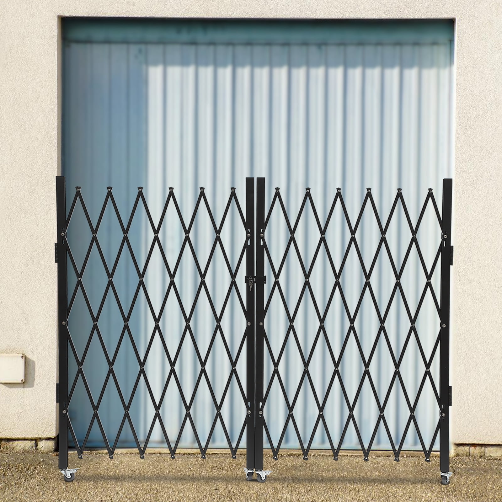 Wildnix Double Folding Security Gate with Expandable Design, Lock, &nbsp; Wheels, and Stainless Steel Rivets for High Traffic Areas