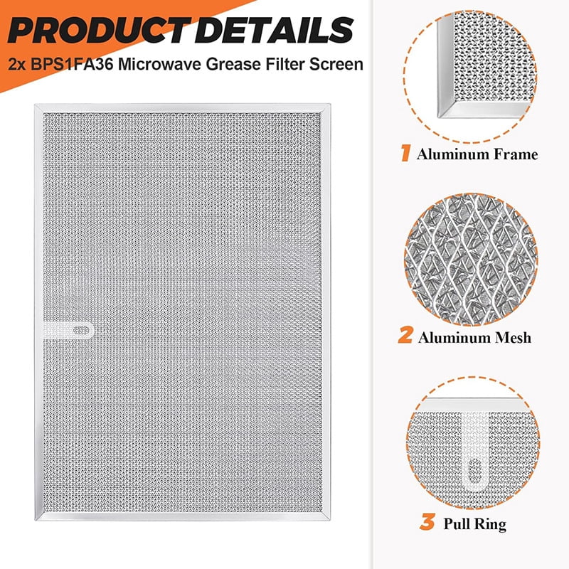 ABCISI BPS1FA36 Aluminum Range Hood Filter 17-1/4"X 11-3/4"X 3/8" for Broan Nutone Allure QS1 36" and 36" WS1 WS2 Range Hood Filter Replacement 5 Layers, 2 Pack