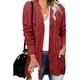 thumbnail image 2 of Gibobby Cárdigan para mujer Cárdigan ligero con frente abierto para mujer suéter de punto básico casual manga larga cuello de chal suéteres(Rojo,XG), 2 of 4