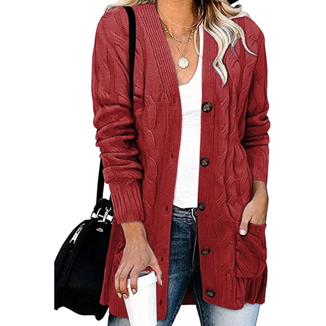 SHIXIAOO Womens Casual Knit Cardigan Sweater Large Size Loose Button Jacket Women Women Button Cardigan Junior Cardigans Sweaters