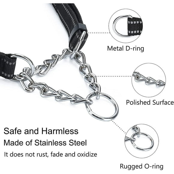 Martingale Collars For Dogs,reflective Nylon Adjustable Stainless Steel Chain Collar For Small Medium Large Dogs