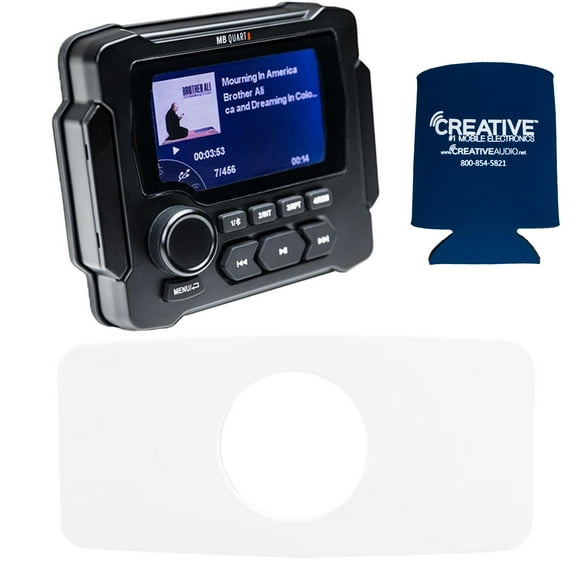 MB QUART GMR-LED Waterproof Radio with Stinger SEADASH3W Universal Marine 3" Radio Dash Kit - White