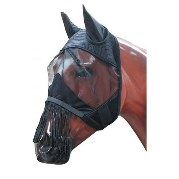 Showman Jersey Mesh Fly Mask w/ Lycra Ears & Fringe Nose (Small)