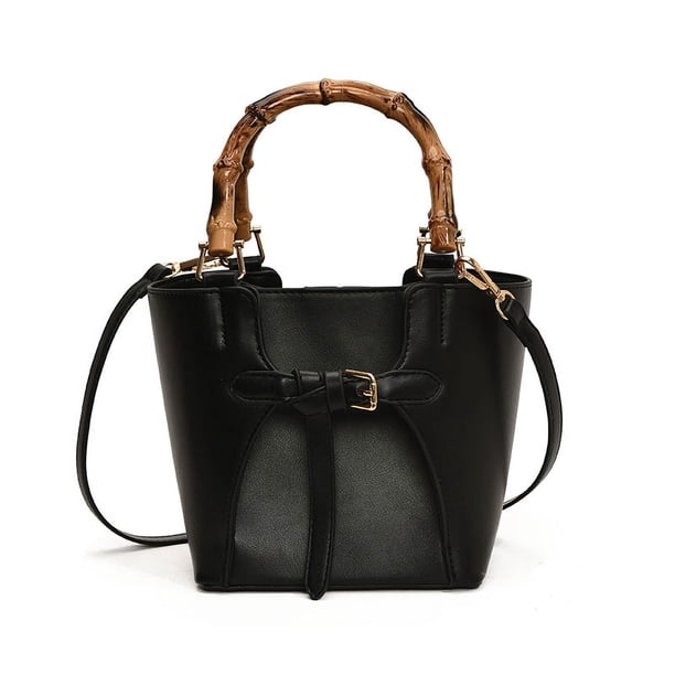 Mujeres Bolsas Cruzadas Cubos Con Bambú PU Cuero Bolso ()