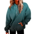 thumbnail image 1 of Chandails en Molleton à Capuche pour Femmes, Mode Grande Taille Sweat à Capuche Manches Longues avec Poches Bleu, 1 of 4