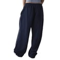 thumbnail image 3 of Women'S Drawstring Sweatpants Low Rise Baggy Wide Leg Pants with Pockets Navy Blue S, 3 of 9