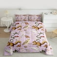 thumbnail image 2 of Manfei Cartoon Fox Owl Animal Full Size Comforter Sets, Rustic Plant Botanical Bedding Comforter Set, Plum Bohemian Style Reversible Bedding Sets, Lightweight Room Decor, 3-Piece, 2 of 8