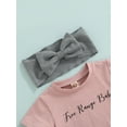 thumbnail image 6 of Bagilaanoe 3pcs Baby Girl Shorts Set Letter Short Sleeves Fringe T-Shirt Top + Bull Head Triangle Shorts + Hairband 0-24 Months Infant Summer Clothes, 6 of 9
