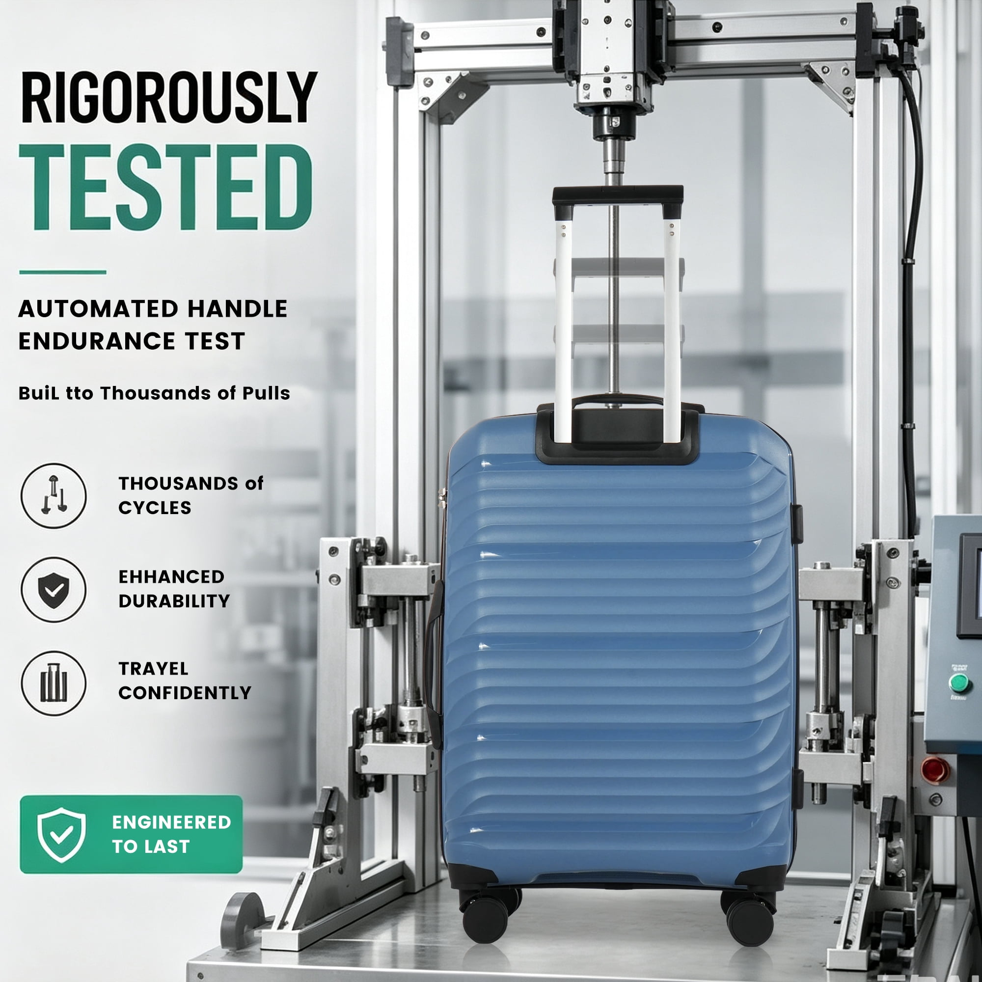 Travelhouse 3 Piece Hardshell Luggage Set Hardside Lightweight Suitcase with Lock Spinner Wheels and 2 Packing Cubes.(Blue)