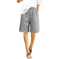 thumbnail image 3 of Tsesme Women’s Elastic Waist Shorts Loose Striped Straight Leg Casual Shorts Summer Lightweight Comfy Versatile Shorts ,Black,M, 3 of 9