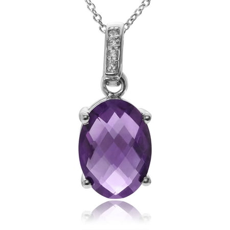 Brinley Co. Women's Amethyst Topaz Accent Rhodium-Plated Sterling Silver Pendant Fashion Necklace