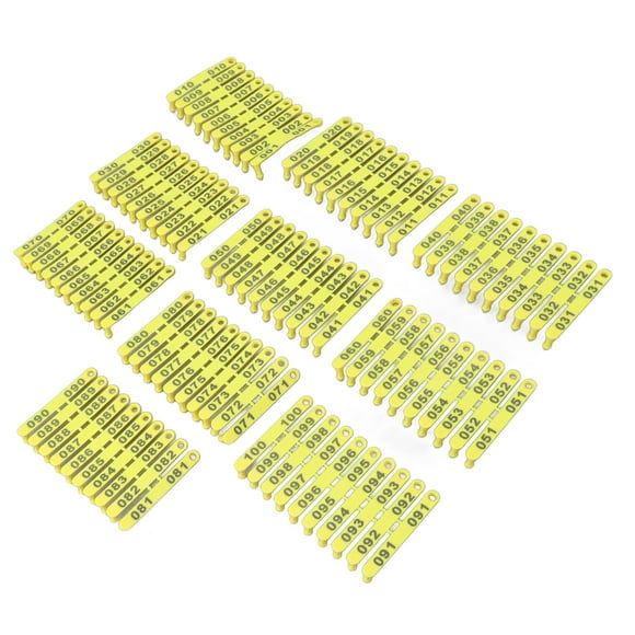 Etiquetas de oreja Jadeshay 100PCS 001-100 Plástico para ganado