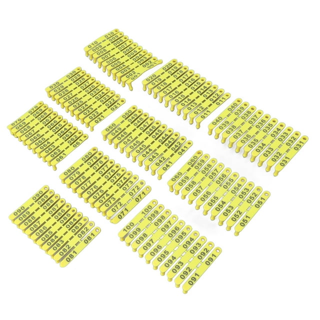 Etiquetas de oreja Jadeshay 100PCS 001-100 Plástico para ganado