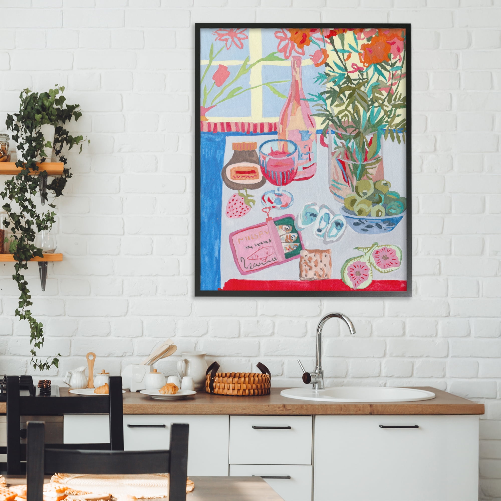 Stupell Industries Red & Blue Table Setting Black Framed Giclee Art, design by Melissa Wang