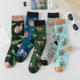 thumbnail image 2 of Yuanlong Womens Socks 5-Piece Funny Sloth Pattern Medium Tube Socks Spring Outings Wear Lightweight Breathable Crew Socks, 2 of 9