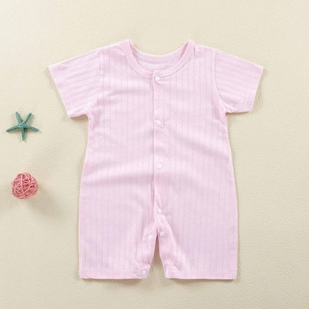 

naisibaby Baby Boys Girls Summer Short Sleeve Bodysuits Printed Cotton Daily Round Neck Jumpsuit Romper Pink 90