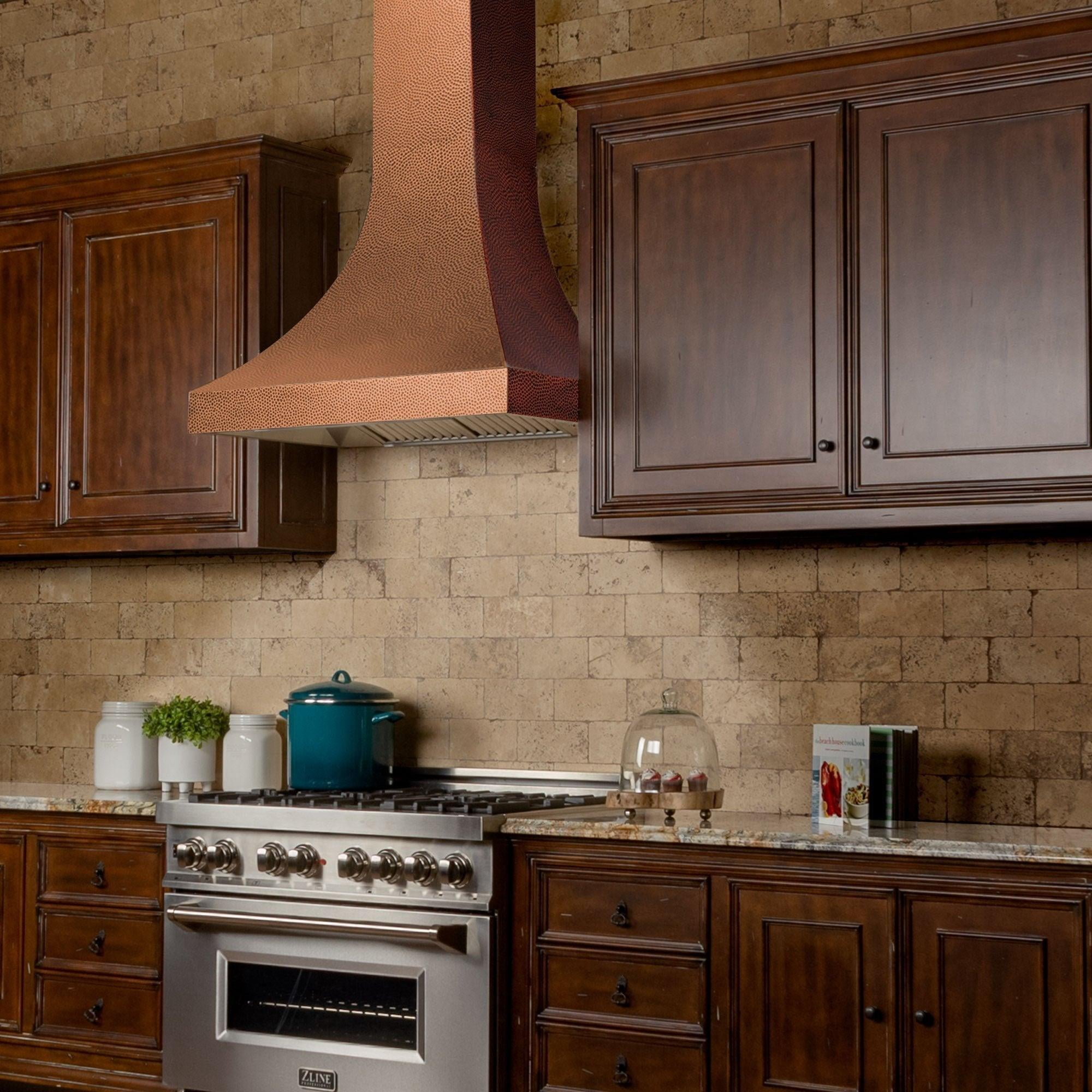 ZLINE 48" Designer Series Hand-Hammered Copper Finish Wall Range Hood (8632H-48)