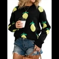 thumbnail image 2 of Suéter Holgado de Punto con Cuello Redondo y Larga para Mujer, Otoño e Invierno 2025 Negro L, 2 of 9