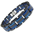 thumbnail image 2 of Electric Blue Black Carbon Fiber Bracelet Men's 316L Surgical Stainless Steel Cuff Fantasy Forge Jewelry, 2 of 4
