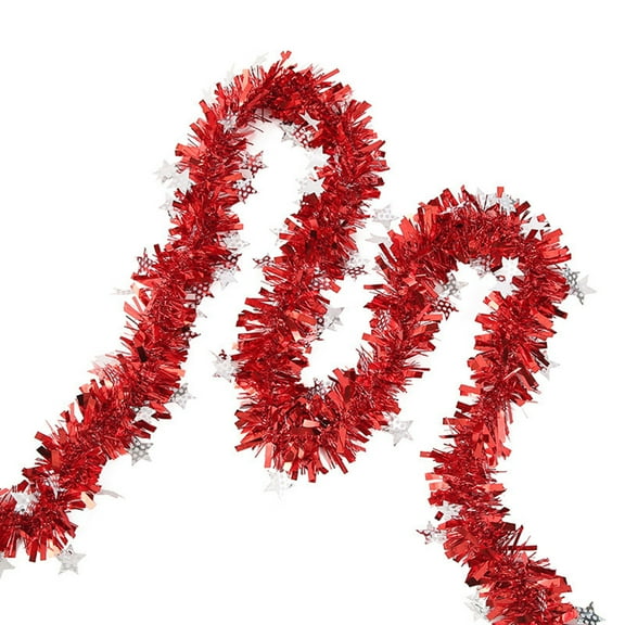 HEVIRGO Tinsel Twist Garland Fade-resistant Dense Gorgeous Foil Madder Outdoor Indoor Xmas Tree Garland Decor for Party - Red