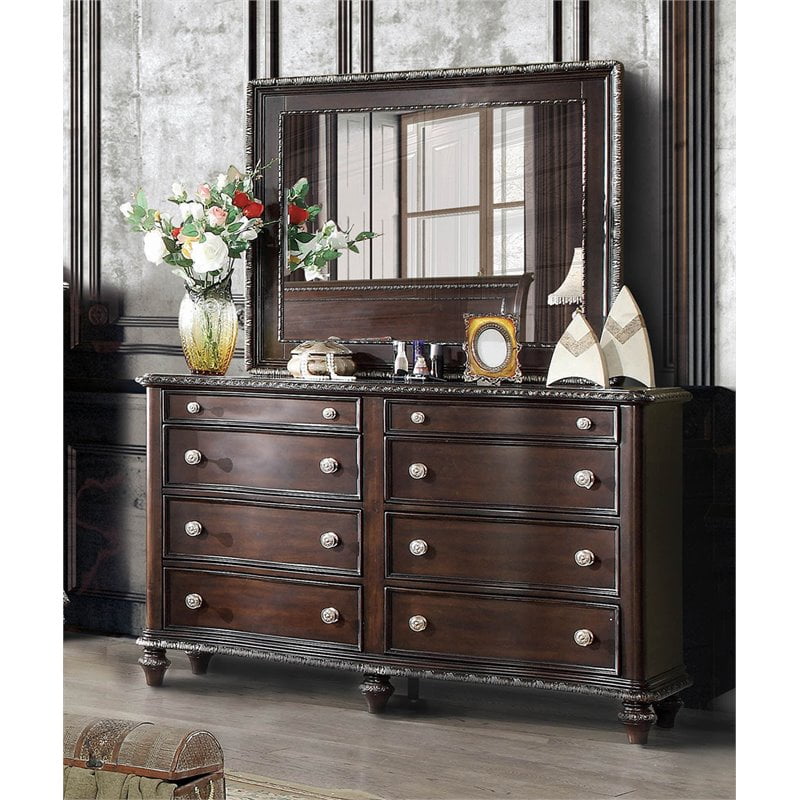 Furniture Of America Kory 8 Drawer Dresser With Mirror In Espresso