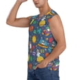 thumbnail image 3 of Lsque Cartoon Space Print Men's Cotton Blend Sleeveless Muscle Shirts (S-3XL)- Moisture Wicking, Odor Protection, UPF 30+,Large, 3 of 8