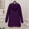 thumbnail image 5 of WCMZJ Long Puffer Coat for Women Plus Size Warm Winter Down Jackets Lightweight Removable Hood Quilted Coats Purple XXL, 5 of 9