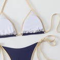 thumbnail image 7 of Sevevn Women's Color Block Triangle Bikini Set Halter Side Tie Thong Two Piece Swimsuit Navy L, 7 of 7