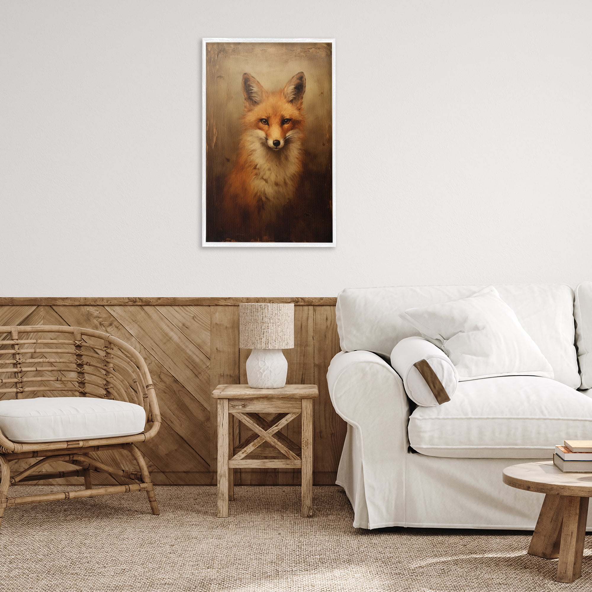Stupell Industries Dark Fox Visage Animals & Insects Painting White Framed Art Print Wall Art, 20 x 30