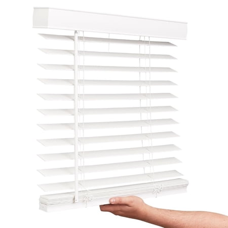Lotus & Windoware Cordless 2 Faux Wood Room Darkening Horizontal Blind, Snow White