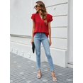 thumbnail image 6 of SOMER Womens Dressy Shirts Ruffle Short Sleeve V Neck Work Blouse Business Casual Summer Cute Tops 2026 Red XL, 6 of 11