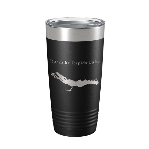 Roanoke Rapids Lake Map Tumbler Travel Mug Insulated Laser Engraved Coffee Cup North Carolina 20 oz Black