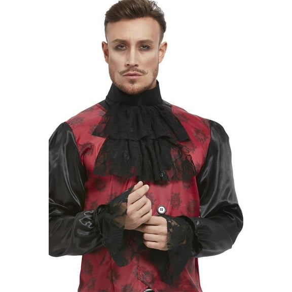 Cravat Cuff Set Black Halloween Adult Fancy Dress Costume Accessories One Size Male Party Book Week