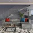 thumbnail image 2 of Sectional Sofa Set, Faux Vegan Leather, Grey Gray, Modern Contemporary Urban Design, Living Lounge Room Hotel Lobby Hospitality, 2 of 14