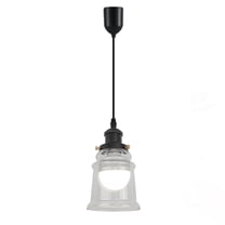 Kiven Clear Glass Pendant Light Fixture 1 Pack, Adjustable Height, Farmhouse Hardwire Pendant Lighting for Kitchen Island Bedroom Home Decor, Black Finish