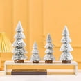 thumbnail image 4 of Desktop Miniature Snow Pine Tree with Wooden Base Simulation Pine Needle Mini Christmas Tree Ornament Photography Props Winter Holiday Home Party Table Decor New Year Christmas Gift, 4 of 10