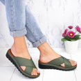 thumbnail image 1 of Women Summer Platform Wedge Sandals Cross Slip On Slippers Flat Sliders Shoes, 1 of 3