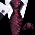 thumbnail image 2 of Barry.Wang Stripe Ties for Men Set Pocket Square Cufflinks Check Necktie Set Formal Silk, 2 of 2
