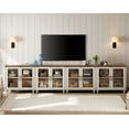 thumbnail image 3 of 4-in-1 TV Stand, Wood Console Table Storage Cabinet for Living Room, Kitchen Sideboard Buffet Cabinet With Glass Door for Dining Room, Rustic White, 3 of 7