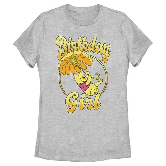 Women's Winnie the Pooh Birthday Girl Bear Graphic Tee Athletic Heather Medium