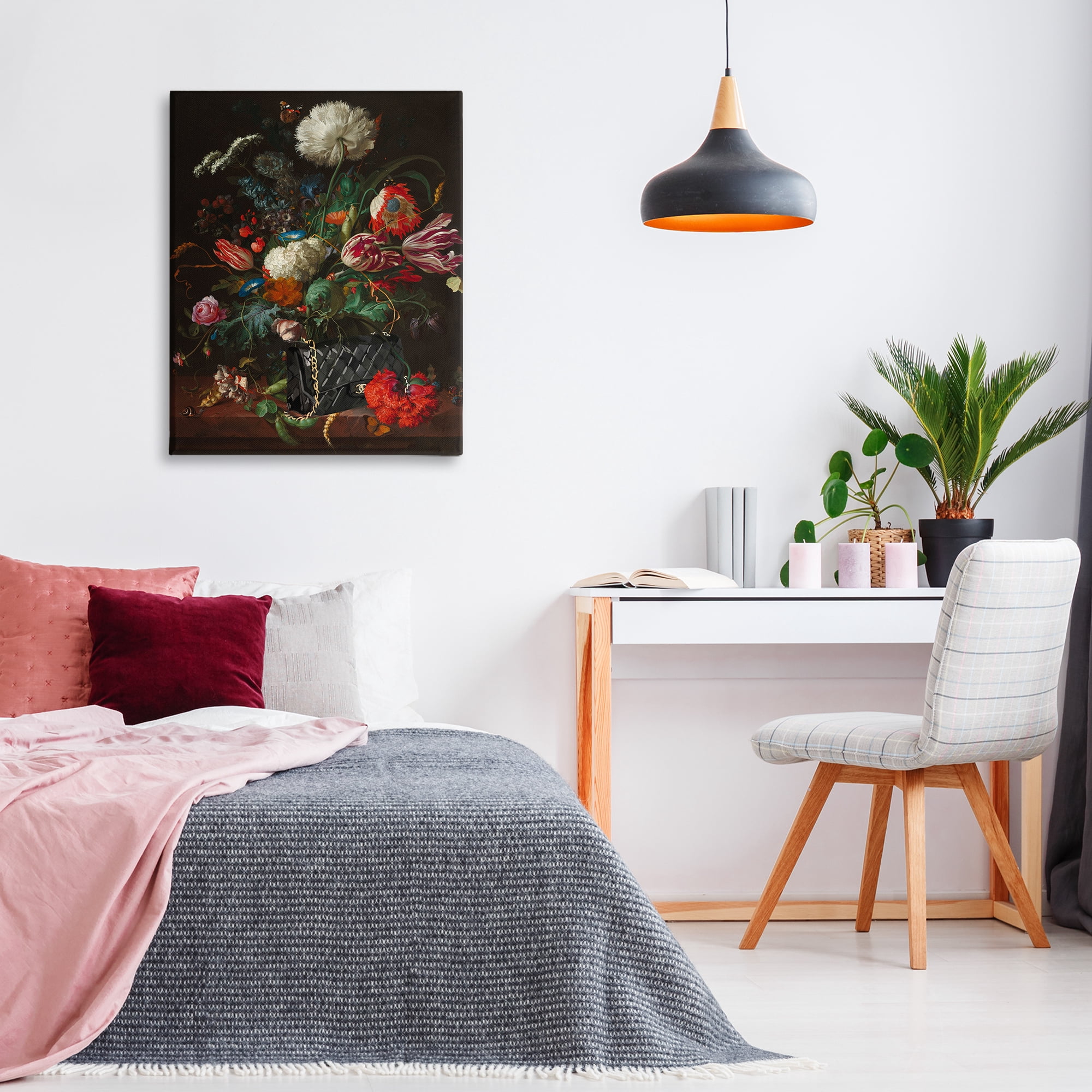Stupell Industries Vintage Bouquet with Purse Botanical & Floral Painting Gallery Wrapped Canvas Art Print Wall Art, 30 x 40