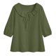 thumbnail image 4 of Mujeres Manga Corta Tops 3/4 Manga Blusa Ruffle Puff Cordón de Lino Color Sólido Casual Camisa de Verano, 4 of 5