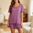 thumbnail image 5 of Naittoop Modal Soft Shorts Pajamas Sets for Women Cute Heart Print Summer Short Sleeve Sleepwear 2 Piece Lounge Sets, 5 of 5