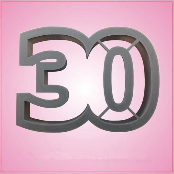 Dycica Number 30 Cookie Cutter, 3x4.25 Inches, Gray, Plastic, 1 Piece
