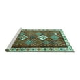 thumbnail image 2 of Ahgly Company Machine Washable Indoor Square Persian Turquoise Blue Traditional Area Rugs, 4' Square, 2 of 4