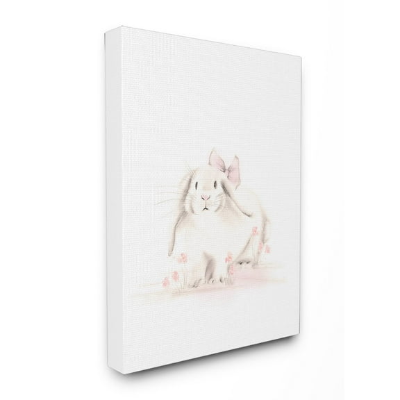 Stupell Baby Bunny With Pink Bow Canvas Wall Art 16 x 20