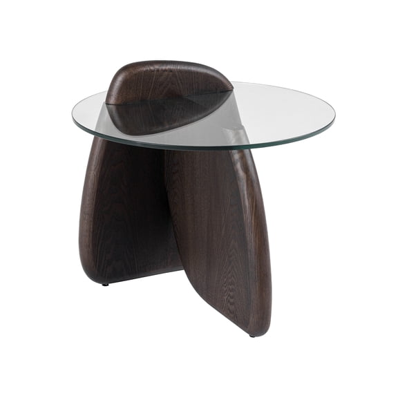 Modrest Buxton - Mid-Century Modern Glass Dark Walnut End Table